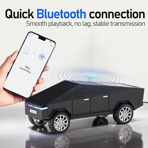 WS-580 مكبر صوت بلوتوث طبق الأصل مع شاشة عرض LED - TWS، FM، USB/TF، مصابيح أمامية LED، ميكروفون، هدية عملية لمحبي موديلات السيارات، ومستخدمي الصوت وهواة التكنولوجيا (أسود) in Kuwait