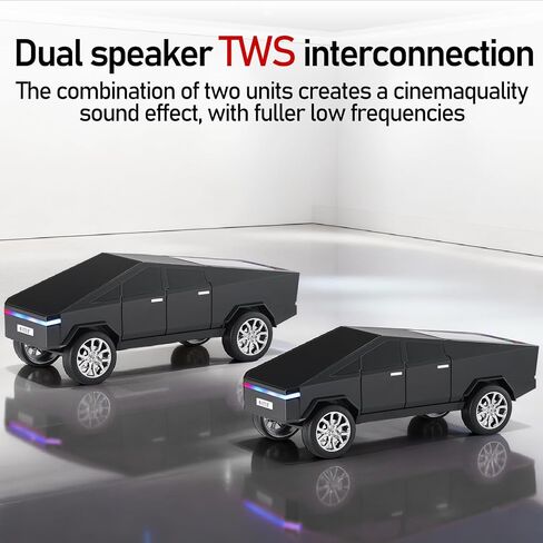 WS-580 مكبر صوت بلوتوث طبق الأصل مع شاشة عرض LED - TWS، FM، USB/TF، مصابيح أمامية LED، ميكروفون، هدية عملية لمحبي موديلات السيارات، ومستخدمي الصوت وهواة التكنولوجيا (أسود) in Kuwait