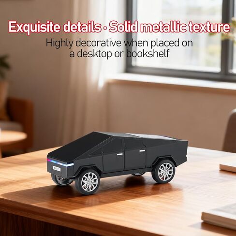 WS-580 مكبر صوت بلوتوث طبق الأصل مع شاشة عرض LED - TWS، FM، USB/TF، مصابيح أمامية LED، ميكروفون، هدية عملية لمحبي موديلات السيارات، ومستخدمي الصوت وهواة التكنولوجيا (أسود) in Kuwait
