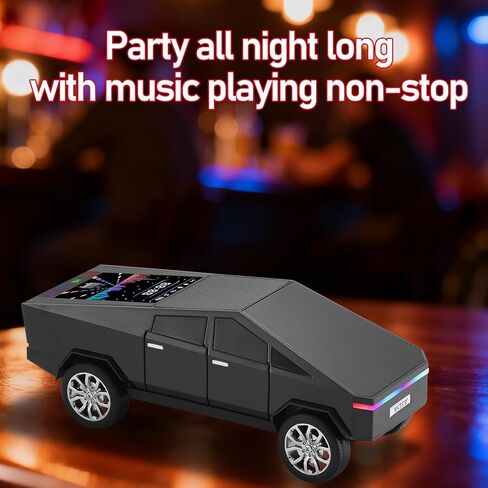 WS-580 مكبر صوت بلوتوث طبق الأصل مع شاشة عرض LED - TWS، FM، USB/TF، مصابيح أمامية LED، ميكروفون، هدية عملية لمحبي موديلات السيارات، ومستخدمي الصوت وهواة التكنولوجيا (أسود) in Kuwait