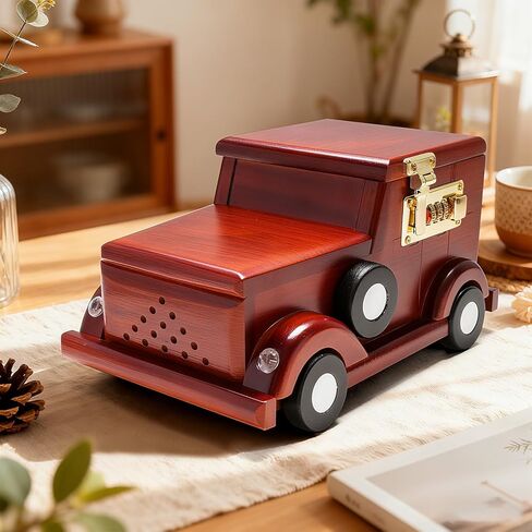 Solid Wood Car Model Piggy Bank Dual Currency Storage Password Lock Design Vehicle Collection Desk Cabinet Office Home Decor Creative Gift Collectible in Saudi Arabia
