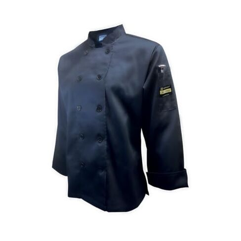 FSE CJ406BKM Chef Regalia نسائي بأساور فرنسية Chef Jac، مدبب، كم طويل، متوسط، 65/35 بولي/قطن، أسود in Saudi Arabia