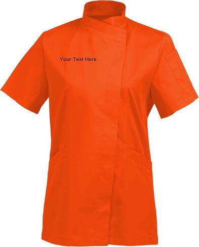 Personalized Embroidered Women's Short-Sleeve Chef Coat Jacket - Add Your Embroidered Text in Saudi Arabia