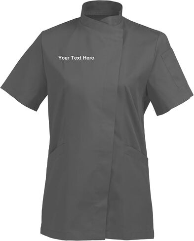 Personalized Embroidered Women's Short-Sleeve Chef Coat Jacket - Add Your Embroidered Text in Saudi Arabia