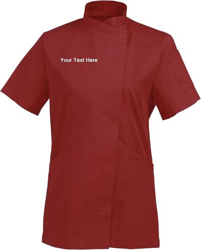 Personalized Embroidered Women's Short-Sleeve Chef Coat Jacket - Add Your Embroidered Text in Saudi Arabia