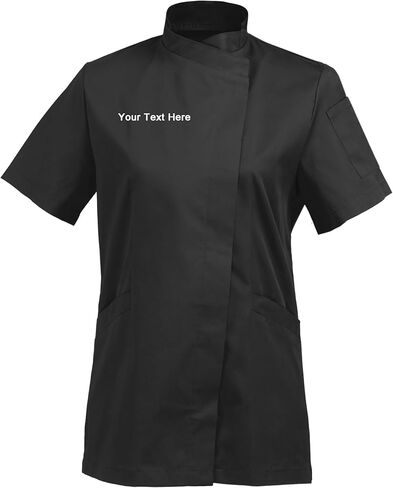 Personalized Embroidered Women's Short-Sleeve Chef Coat Jacket - Add Your Embroidered Text in Saudi Arabia