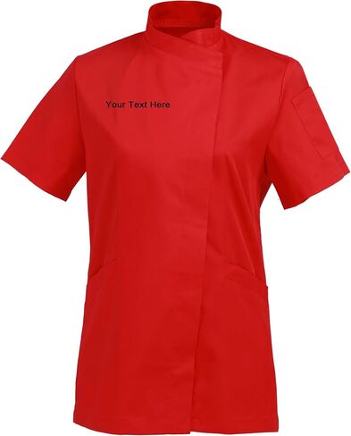 Personalized Embroidered Women's Short-Sleeve Chef Coat Jacket - Add Your Embroidered Text in Saudi Arabia