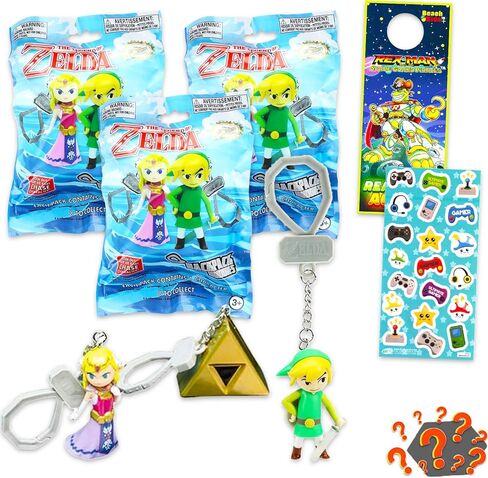 Legend of Zelda Blind Bags 3 Pack - Bundle with 3 Video Game Backpack Buddy Keychain Mystery Figures Plus Stickers, More | Legend of Zelda Bag Clips for Adults in Saudi Arabia