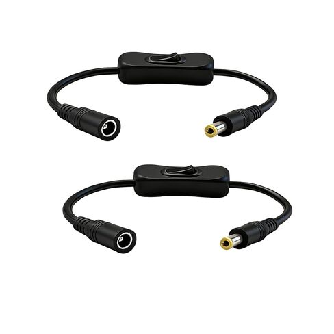 2pcs, DC 5.5 x 2.5mm, DC Switch, LED Strip Connector, LED Light Adapter Connector, Black in Kuwait