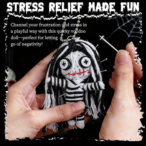 Poen 6 Pcs Funny Voodoo Doll Keychains Set - Positivity & Stress Relief Gift, Mini Ugly Cute Spooky Dolls Decor for New Year, Friends, Coworkers (Pinch & Squeeze for Good Luck) in Saudi Arabia
