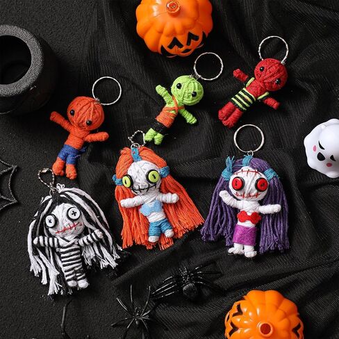 Poen 6 Pcs Funny Voodoo Doll Keychains Set - Positivity & Stress Relief Gift, Mini Ugly Cute Spooky Dolls Decor for New Year, Friends, Coworkers (Pinch & Squeeze for Good Luck) in Saudi Arabia