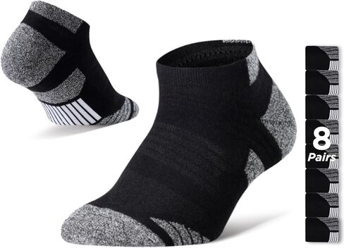 Begrily Mens Cotton Athletic Ankle Socks - 6/8 Pack Thick Cushion Low Cut Sock Comfortable for Running Sport Casual Work in Saudi Arabia