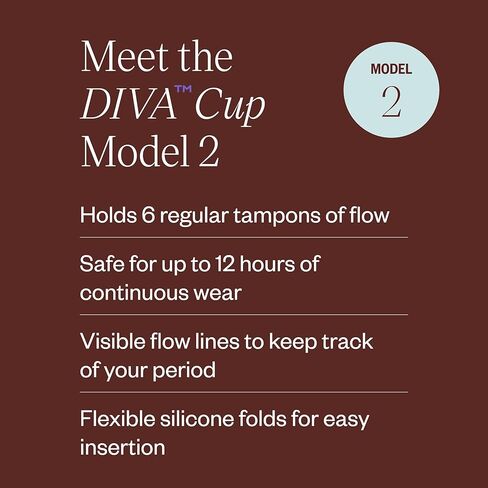 كأس DIVA موديل 2 وحقيبة - كوب سيليكون طبي للعناية بالدورة الشهرية - كأس حيض قابل لإعادة الاستخدام - ما يصل إلى 12 ساعة من الارتداء - موديل 2 (للقنوات المهبلية الواسعة، بعد الولادة والأعمار 35+) بالإضافة إلى حقيبة DivaPouch الرجعية in Kuwait