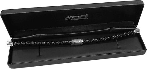 Harley-Davidson Men's Leather Silver Bar & Shield Rope Bracelet, Black HDB0376 in Saudi Arabia