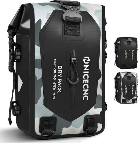 NICECNC Waterproof Motorcycle Backpack 40L, 500D PVC Universal Motorcycle Rear Seat Bag Dry Bag Multi-functional Motorcycle Tail Bag Helmet Luggage Bag for Riding Camping Boating, Grey in Kuwait