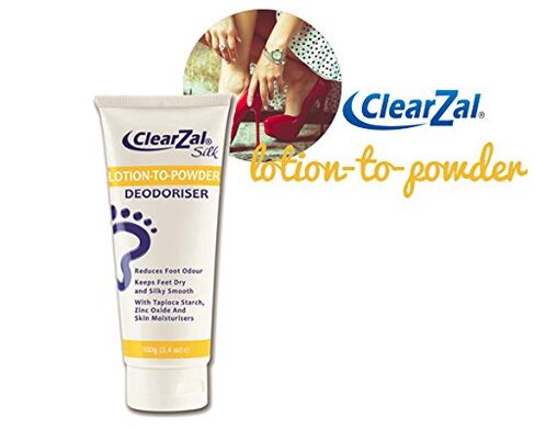 Clearzal Lotion to Powder, Deodorizing and Odor Eliminating Foot Cream That Goes On As a Cream and Dries To Powder, Leaves Feet Dry and Silky Smooth, 3.4 Ounce Tube in Saudi Arabia