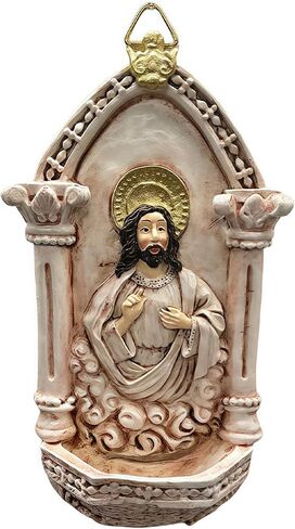 خمر الراتنج المقدس الجدار نافورة ديكور المنزل الماء المقدس الخط النحت للاستخدام الداخلي والخارجي الراتنج حاوية الماء المقدس in Kuwait