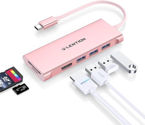 LENTION USB C Hub with 4K HDMI, 3 USB 3.0, SD/Micro SD 3.0 Card Reader, Compatible 2023-2016 MacBook Pro, New Mac Air/Surface, Chromebook, iPhone15 or More, Stable Driver Adapter (C34, Silver) in Kuwait
