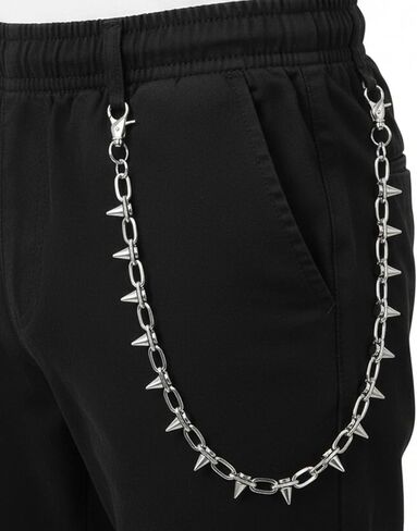 Rivet Pants Chain Hip Hop Punk Jeans Chains Goth Punk Silver-tone Spike Waist Chain Rock Belt Chains Body Jewelry Accessory for Women Men Cool Wallet Biker Keychain Trouser Christmas in Kuwait