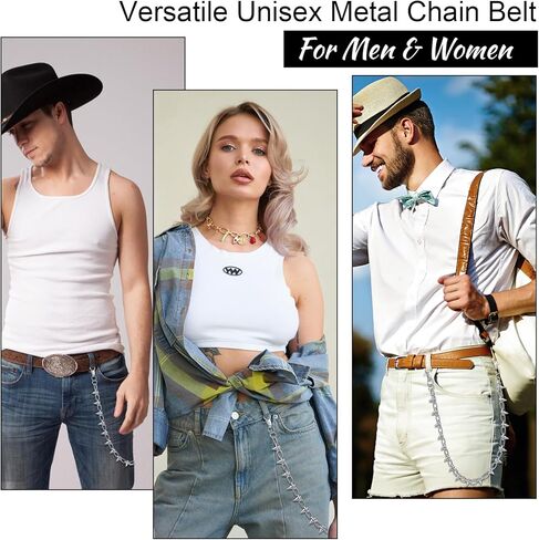 Rivet Pants Chain Hip Hop Punk Jeans Chains Goth Punk Silver-tone Spike Waist Chain Rock Belt Chains Body Jewelry Accessory for Women Men Cool Wallet Biker Keychain Trouser Christmas in Kuwait