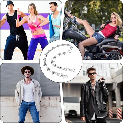 Rivet Pants Chain Hip Hop Punk Jeans Chains Goth Punk Silver-tone Spike Waist Chain Rock Belt Chains Body Jewelry Accessory for Women Men Cool Wallet Biker Keychain Trouser Christmas in Kuwait