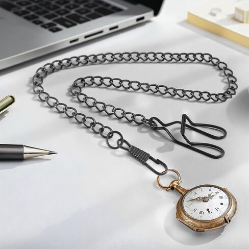 Pocket Watch Chain Vintage Metal Watch Chain Vest Chains Black Clip (14.5 Inch) in Saudi Arabia
