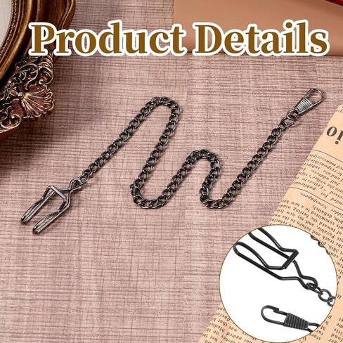 Pocket Watch Chain Vintage Metal Watch Chain Vest Chains Black Clip (14.5 Inch) in Saudi Arabia