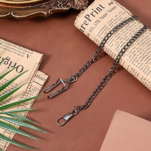 Pocket Watch Chain Vintage Metal Watch Chain Vest Chains Black Clip (14.5 Inch) in Saudi Arabia