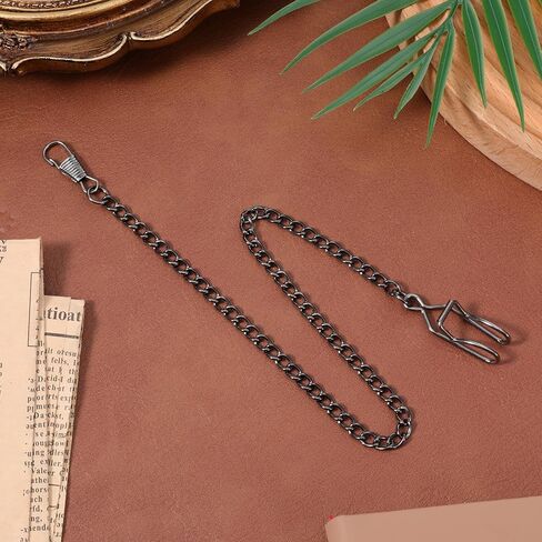 Pocket Watch Chain Vintage Metal Watch Chain Vest Chains Black Clip (14.5 Inch) in Saudi Arabia