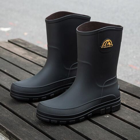 Men's large-sized fashionable waterproof boots - Anti-slip, mid-calf length, suitable for outdoor and fishing activities in Saudi Arabia