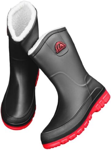 Men's large-sized fashionable waterproof boots - Anti-slip, mid-calf length, suitable for outdoor and fishing activities in Saudi Arabia