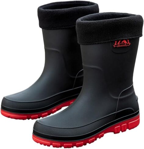Men's large-sized fashionable waterproof boots - Anti-slip, mid-calf length, suitable for outdoor and fishing activities in Saudi Arabia