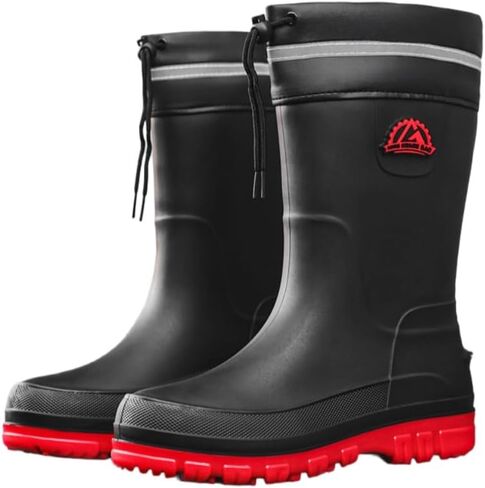 Men's large-sized fashionable waterproof boots - Anti-slip, mid-calf length, suitable for outdoor and fishing activities in Saudi Arabia