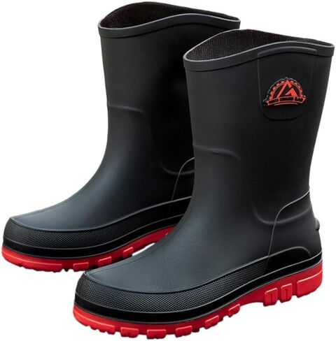 Men's large-sized fashionable waterproof boots - Anti-slip, mid-calf length, suitable for outdoor and fishing activities in Saudi Arabia