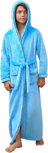 QPANCY Girls Robe Kids Long Hooded Bathrobe Soft Plush Fleece Pajamas Full Length Warm Fuzzy Sleepwear in Saudi Arabia