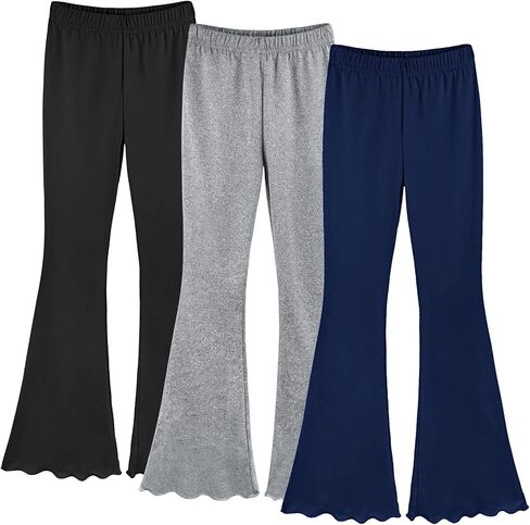 ZukoCert 3 Pack Girls Flare Leggings, Mid Waist Bell Bottom Pants for Kids, Kids Flare Pants Size 4-13Y in Kuwait