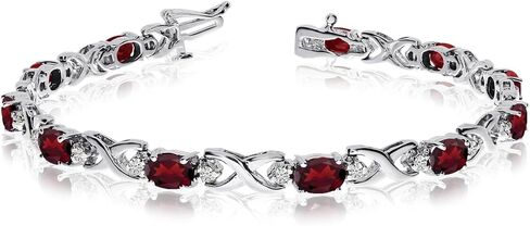 14k White Gold Natural Garnet And Diamond Tennis Bracelet in Saudi Arabia