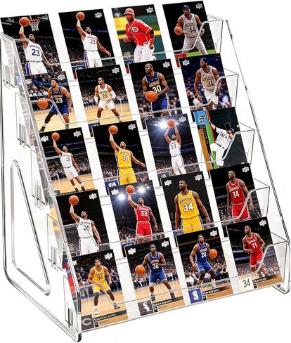 5 Tier Acrylic Card Display Stand, trading card display, Clear Display for Greeting Cards, Sports Cards, Postcards, Stickers & Brochures, Easy Snap-On, Increased Height & Thickness for Better Presentation in Saudi Arabia