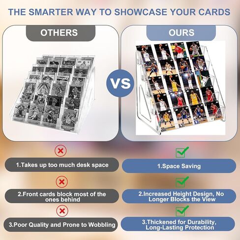 5 Tier Acrylic Card Display Stand, trading card display, Clear Display for Greeting Cards, Sports Cards, Postcards, Stickers & Brochures, Easy Snap-On, Increased Height & Thickness for Better Presentation in Saudi Arabia