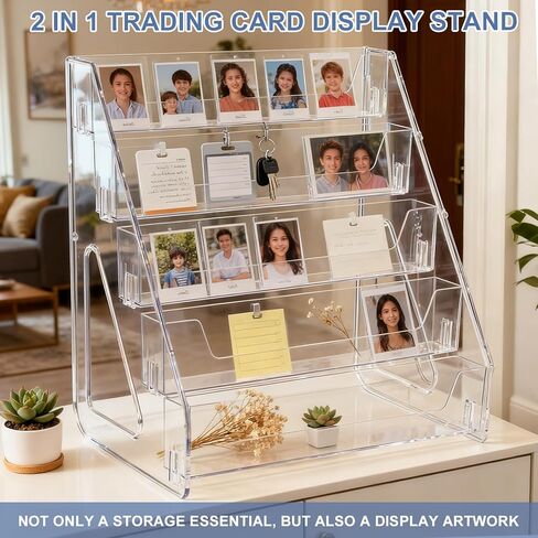 5 Tier Acrylic Card Display Stand, trading card display, Clear Display for Greeting Cards, Sports Cards, Postcards, Stickers & Brochures, Easy Snap-On, Increased Height & Thickness for Better Presentation in Saudi Arabia