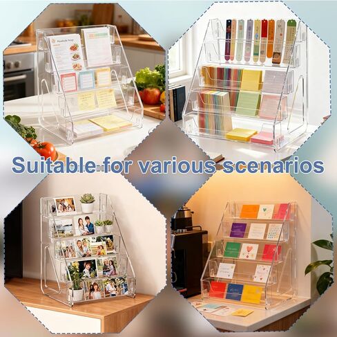 5 Tier Acrylic Card Display Stand, trading card display, Clear Display for Greeting Cards, Sports Cards, Postcards, Stickers & Brochures, Easy Snap-On, Increased Height & Thickness for Better Presentation in Saudi Arabia