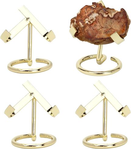 4 Pcs Metal Crystal Display Shelf, Rock Display Stands Crystal Holder Heart, Golden Display Stand for Mineral Gemstone Agate Fossil Coral Jewelry Showcasing for Home Shop Office Use in Saudi Arabia