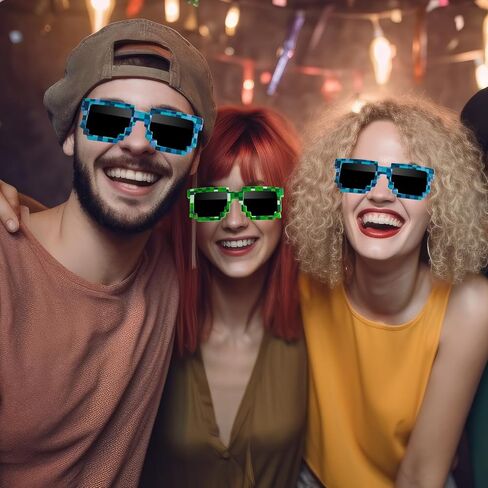 24 حزمة بكسل نظارات شمسية لعبة فيديو مفضلة للحفلات بكسل فسيفساء نظارات ملونة فسيفساء منقطة نظارات شمسية عصرية في 2 لون من زجاج ألعاب عيد الميلاد in Saudi Arabia