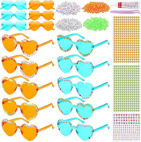 20 Pairs DIY Showgirl Style Girl Party Sunglasses Showgirl Style Party Favors Trendy Orange Light Blue Heart Shaped Glasses for Women Birthday Supplies Decorations in Saudi Arabia