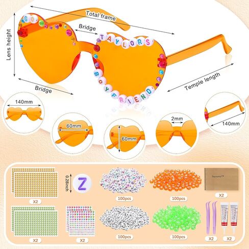 20 Pairs DIY Showgirl Style Girl Party Sunglasses Showgirl Style Party Favors Trendy Orange Light Blue Heart Shaped Glasses for Women Birthday Supplies Decorations in Saudi Arabia