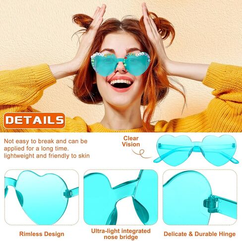 20 Pairs DIY Showgirl Style Girl Party Sunglasses Showgirl Style Party Favors Trendy Orange Light Blue Heart Shaped Glasses for Women Birthday Supplies Decorations in Saudi Arabia
