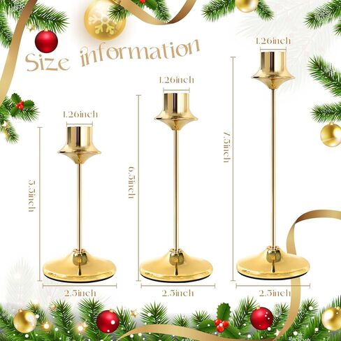 Joyyy Weighted Candlestick Holders Candle Stick Holder for Candlesticks, Vintage Metal Candelabra Candlestick Holders Candle Stand for Holiday Fireplace Party Dining Home Set of 6 (Gold) in Saudi Arabia
