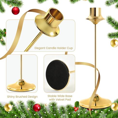 Joyyy Weighted Candlestick Holders Candle Stick Holder for Candlesticks, Vintage Metal Candelabra Candlestick Holders Candle Stand for Holiday Fireplace Party Dining Home Set of 6 (Gold) in Saudi Arabia