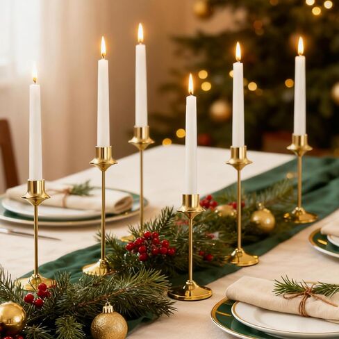 Joyyy Weighted Candlestick Holders Candle Stick Holder for Candlesticks, Vintage Metal Candelabra Candlestick Holders Candle Stand for Holiday Fireplace Party Dining Home Set of 6 (Gold) in Saudi Arabia