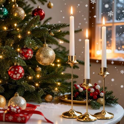 Joyyy Weighted Candlestick Holders Candle Stick Holder for Candlesticks, Vintage Metal Candelabra Candlestick Holders Candle Stand for Holiday Fireplace Party Dining Home Set of 6 (Gold) in Saudi Arabia